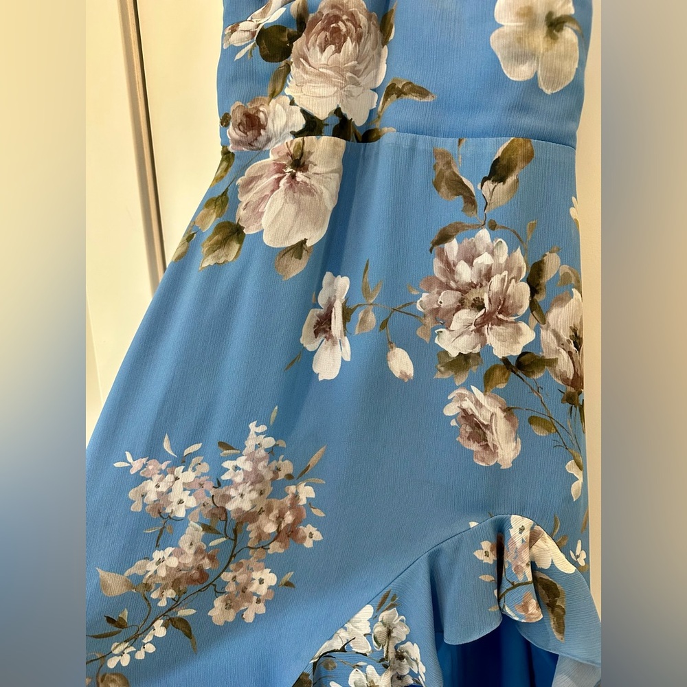 Amanda Uprichard Eden Blue Strapless Asymmetrical Cocktail Dress - Picture 4 of 7